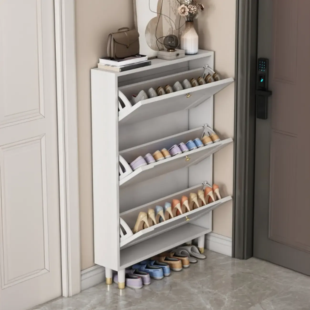 Modern Chalk Wood Shoe Rack for Wall or Cabinet