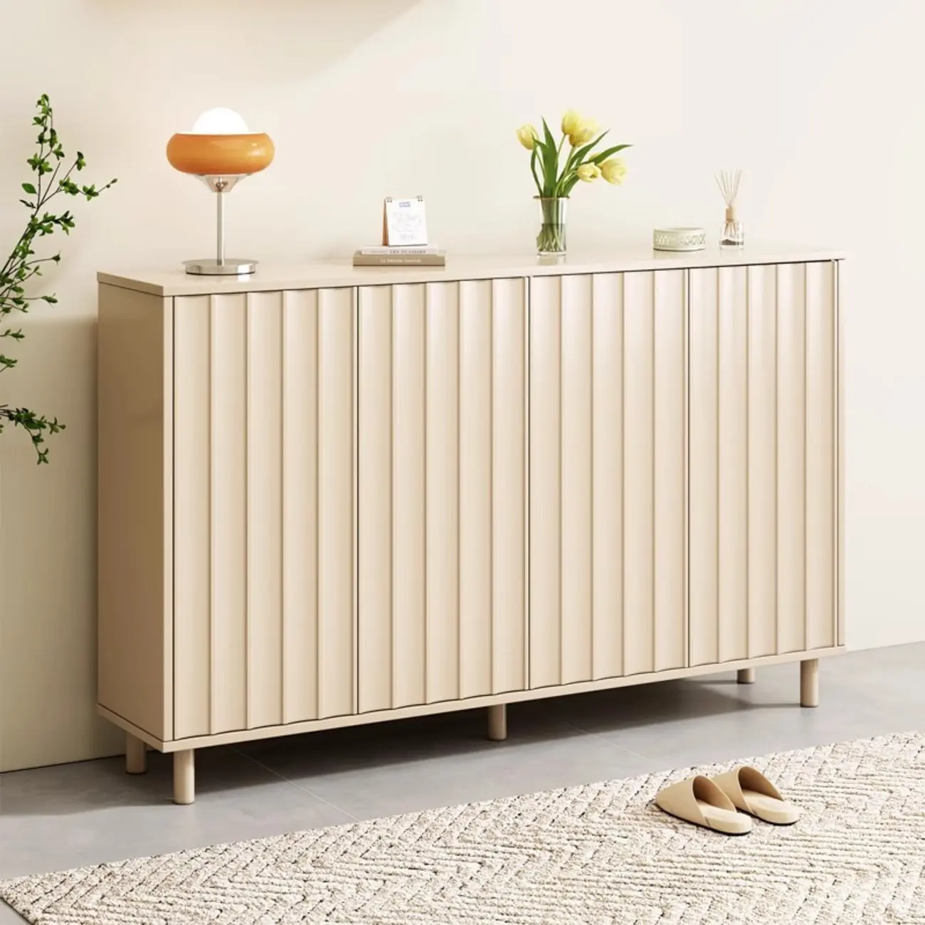 Modern White Closed Back Adjustable Wooden Shoe Cabinet Image - 1 | homeyfad