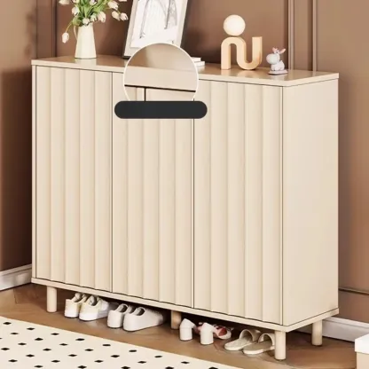 Modern White Closed Back Adjustable Wooden Shoe Cabinet Image - 3