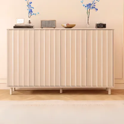 Modern White Closed Back Adjustable Wooden Shoe Cabinet Image - 5