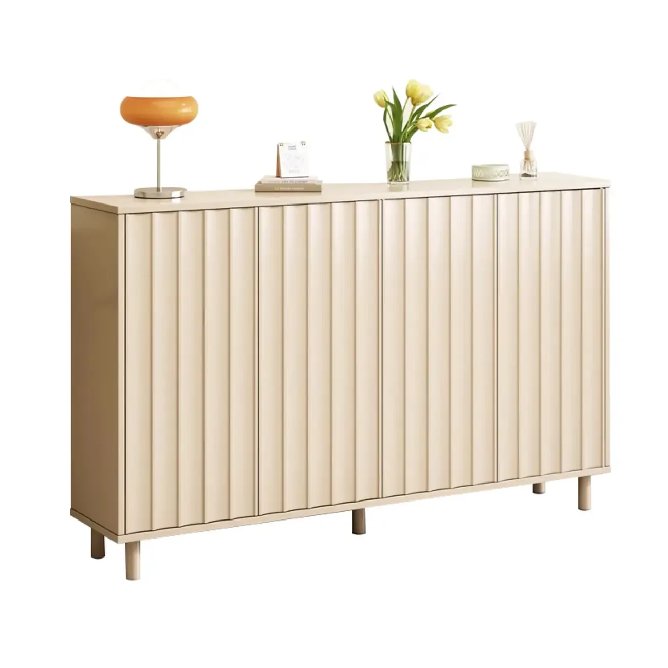 Modern White Closed Back Adjustable Wooden Shoe Cabinet Image - 7