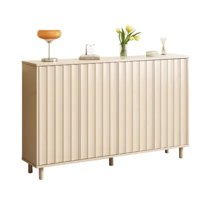 Modern White Closed Back Adjustable Wooden Shoe Cabinet Image - 7