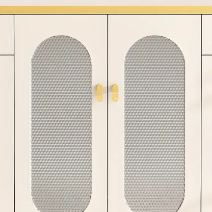 Entryway White Wooden Shoe Cabinet with Glass Doors Image - 14