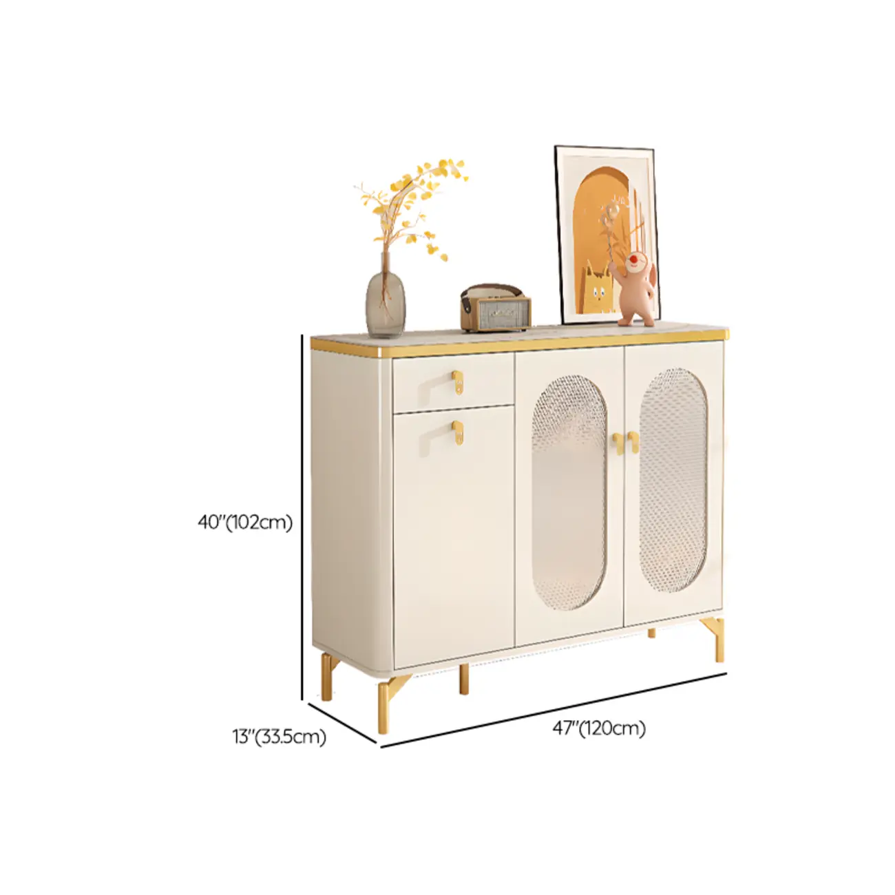 Entryway White Wooden Shoe Cabinet with Glass Doors Image - 20 | homeyfad