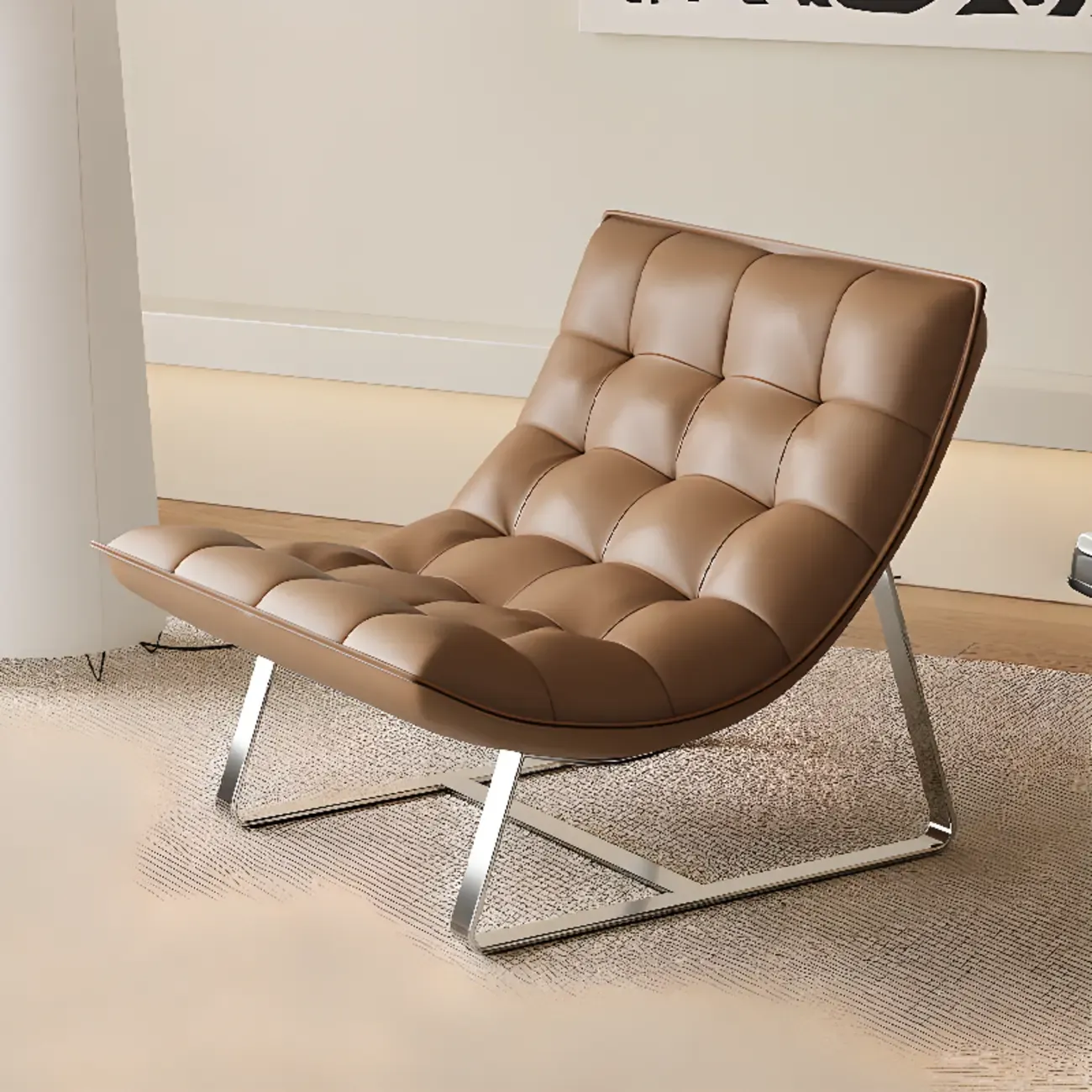 Modern Leather Waterproof Reclining Accent Chair with Ottoman Image - 4