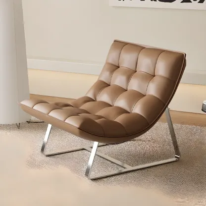Modern Leather Waterproof Reclining Accent Chair with Ottoman Image - 4