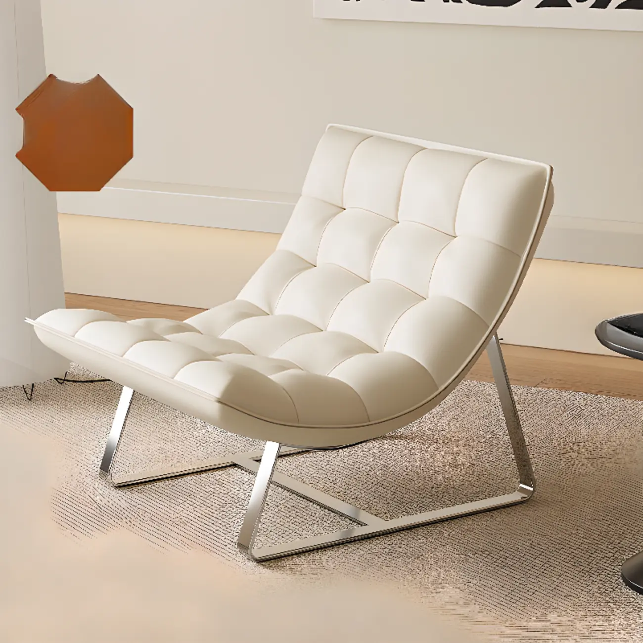 Modern Tufted Leather Accent ArmChair with Ottoman | homeyfad