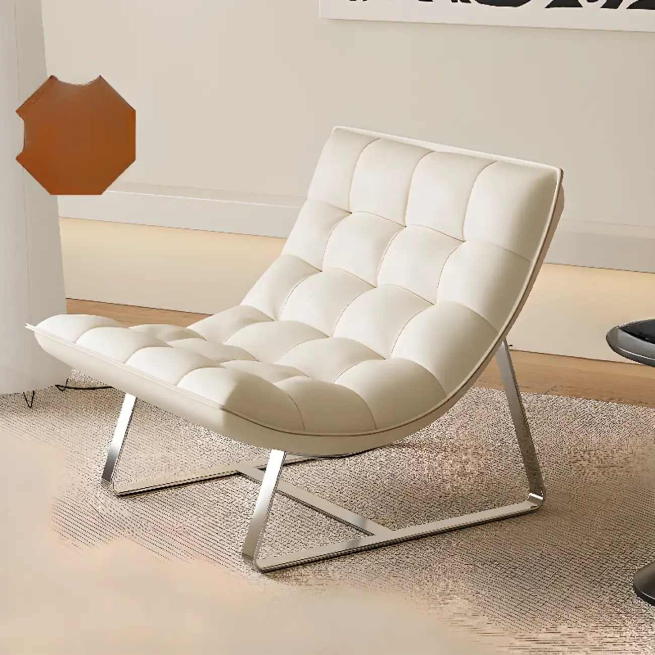 Modern Leather Waterproof Reclining Accent Chair with Ottoman Image - 5