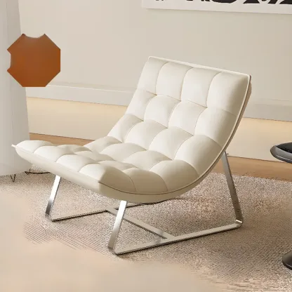 Modern Leather Waterproof Reclining Accent Chair with Ottoman Image - 5