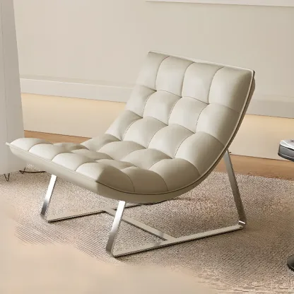 Modern Leather Waterproof Reclining Accent Chair with Ottoman Image - 9