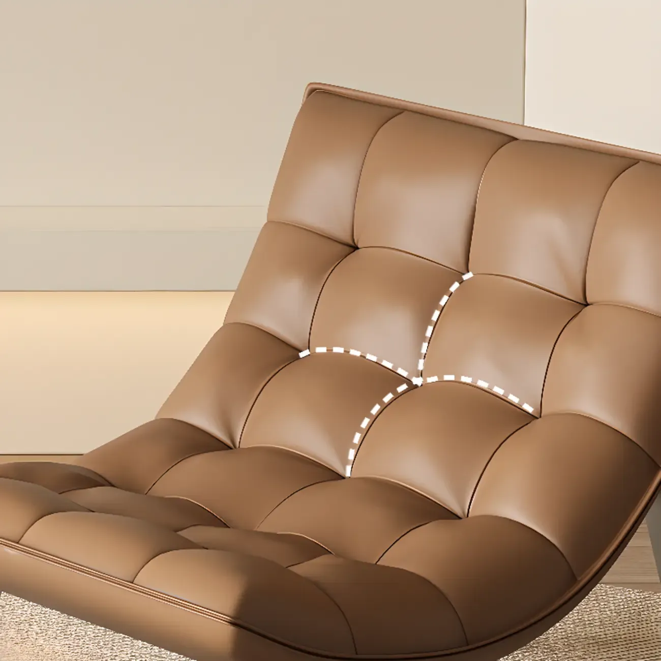 Modern Tufted Leather Accent ArmChair with Ottoman Image - 3