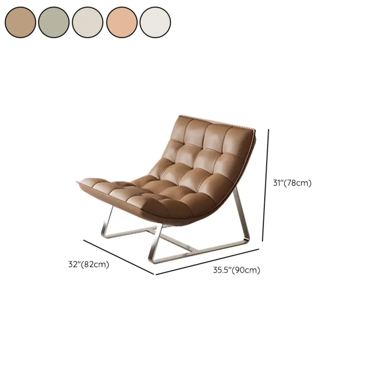 Modern Tufted Leather Accent ArmChair with Ottoman #size | homeyfad