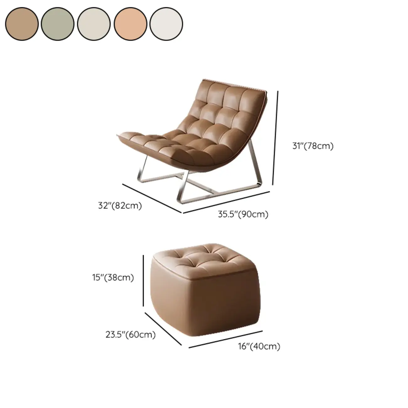 Modern Tufted Leather Accent ArmChair with Ottoman Image - 8 | homeyfad