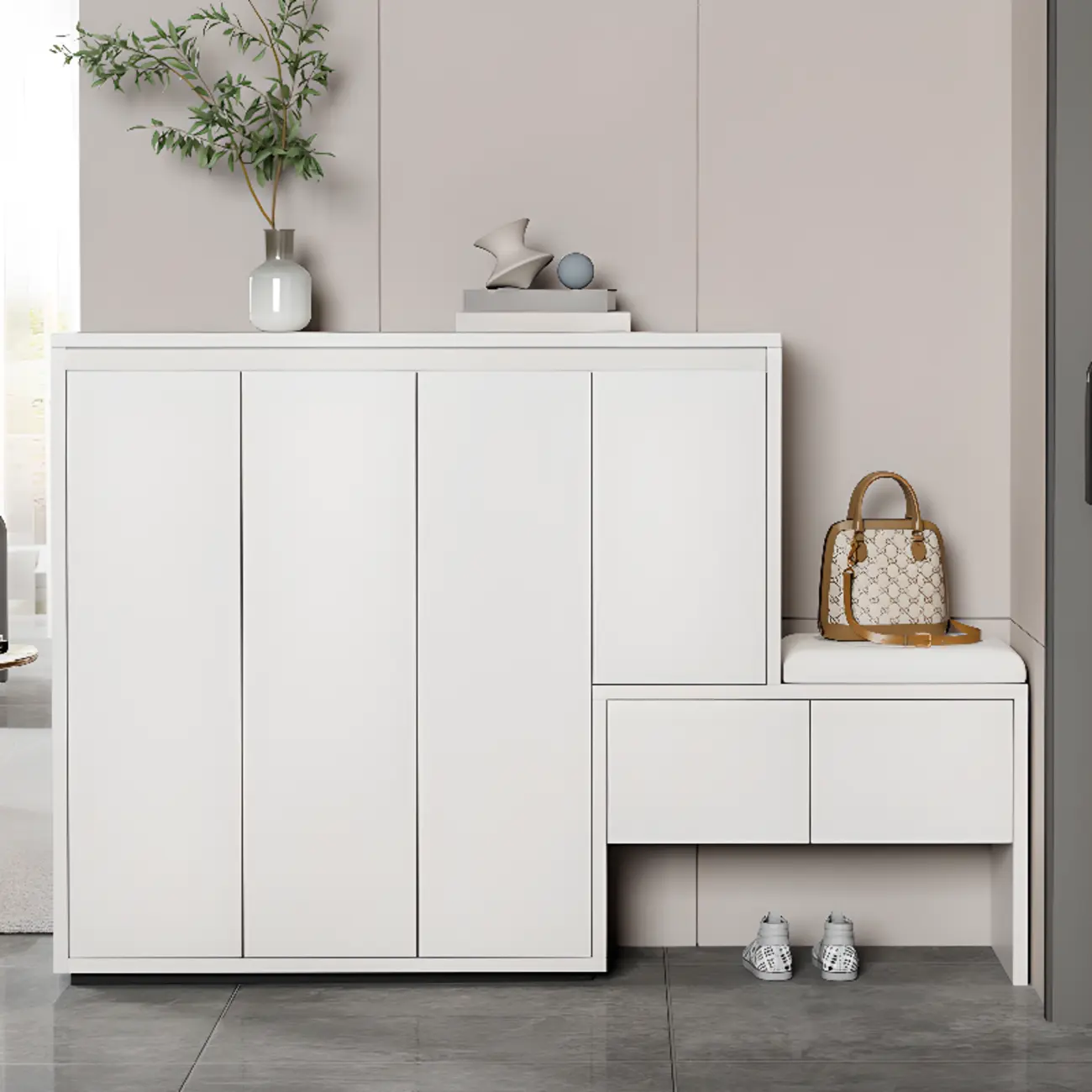 Modern Wood Shoe Rack with Drawers for Entryway | homeyfad