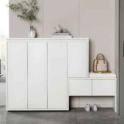 Modern Wood Shoe Rack with Drawers for Entryway