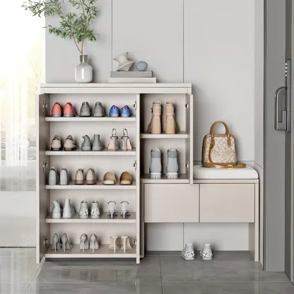 Modern Wood Shoe Rack with Drawers for Entryway
