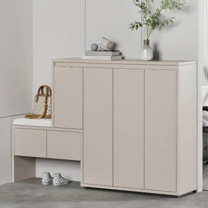 Modern Wood Shoe Rack with Drawers for Entryway