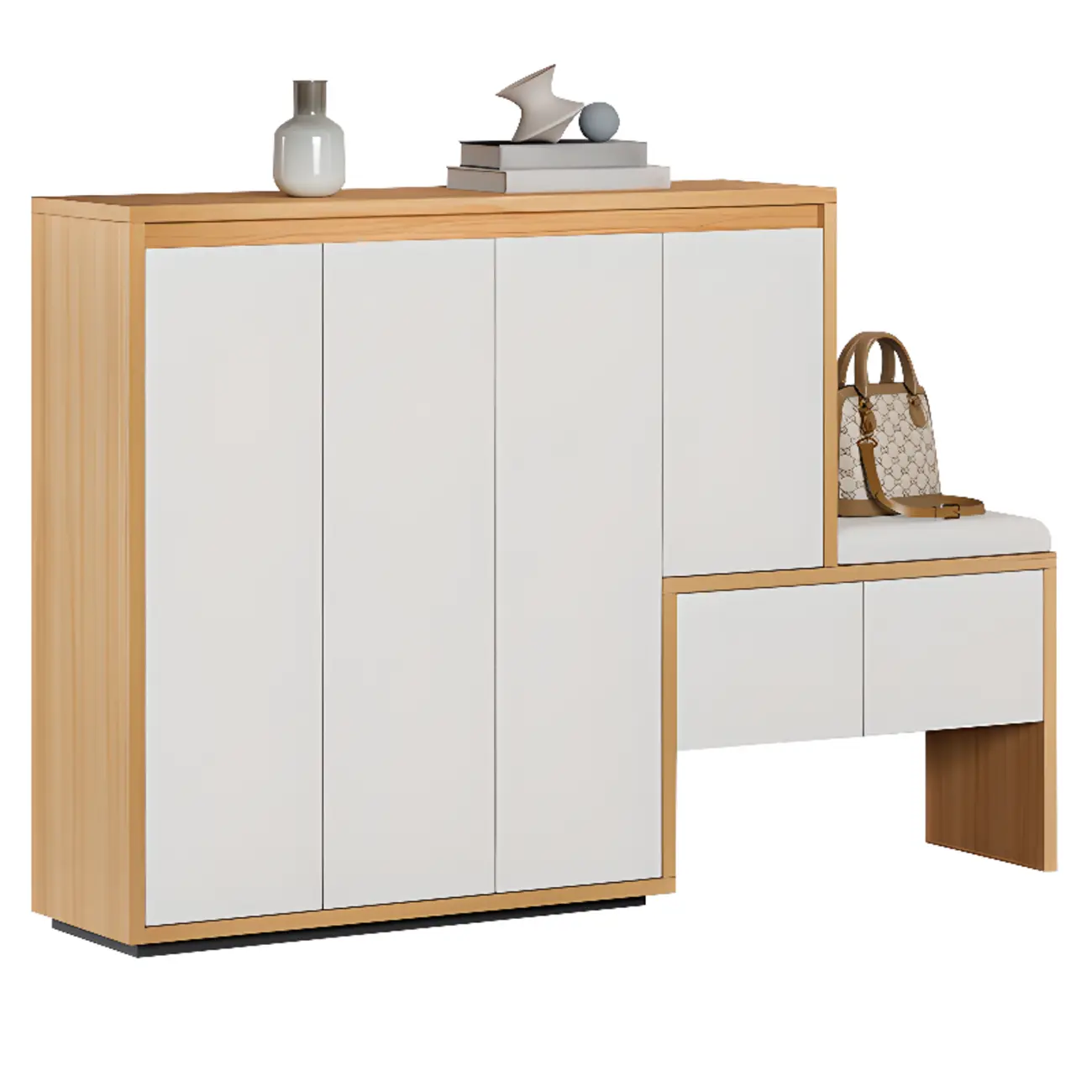 Modern Wood Shoe Rack with Drawers for Entryway | homeyfad