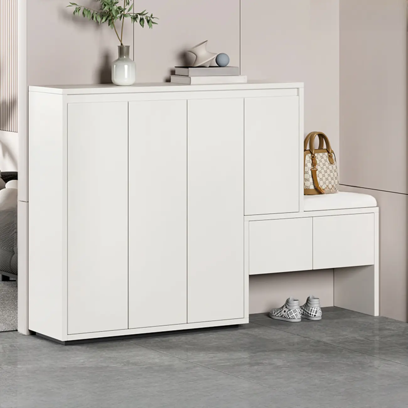 Modern Wood Shoe Rack with Drawers for Entryway | homeyfad