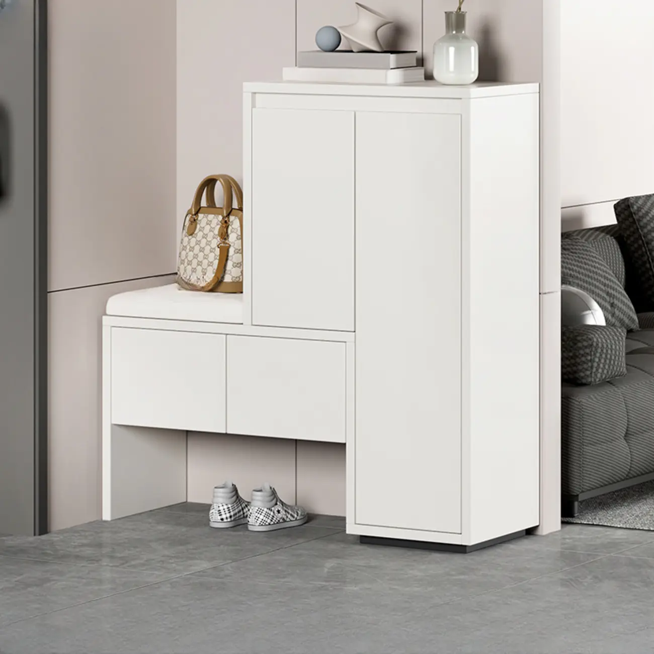 Modern Wood Shoe Rack with Drawers for Entryway | homeyfad