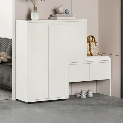 Modern Wood Shoe Rack with Drawers for Entryway