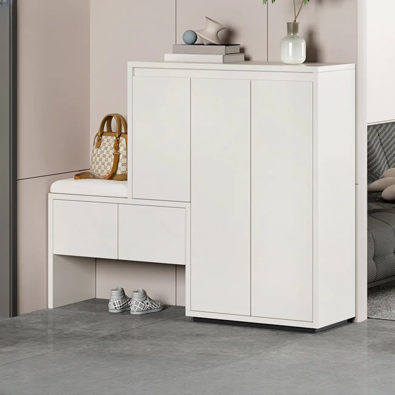 Modern Wood Shoe Rack with Drawers for Entryway | homeyfad