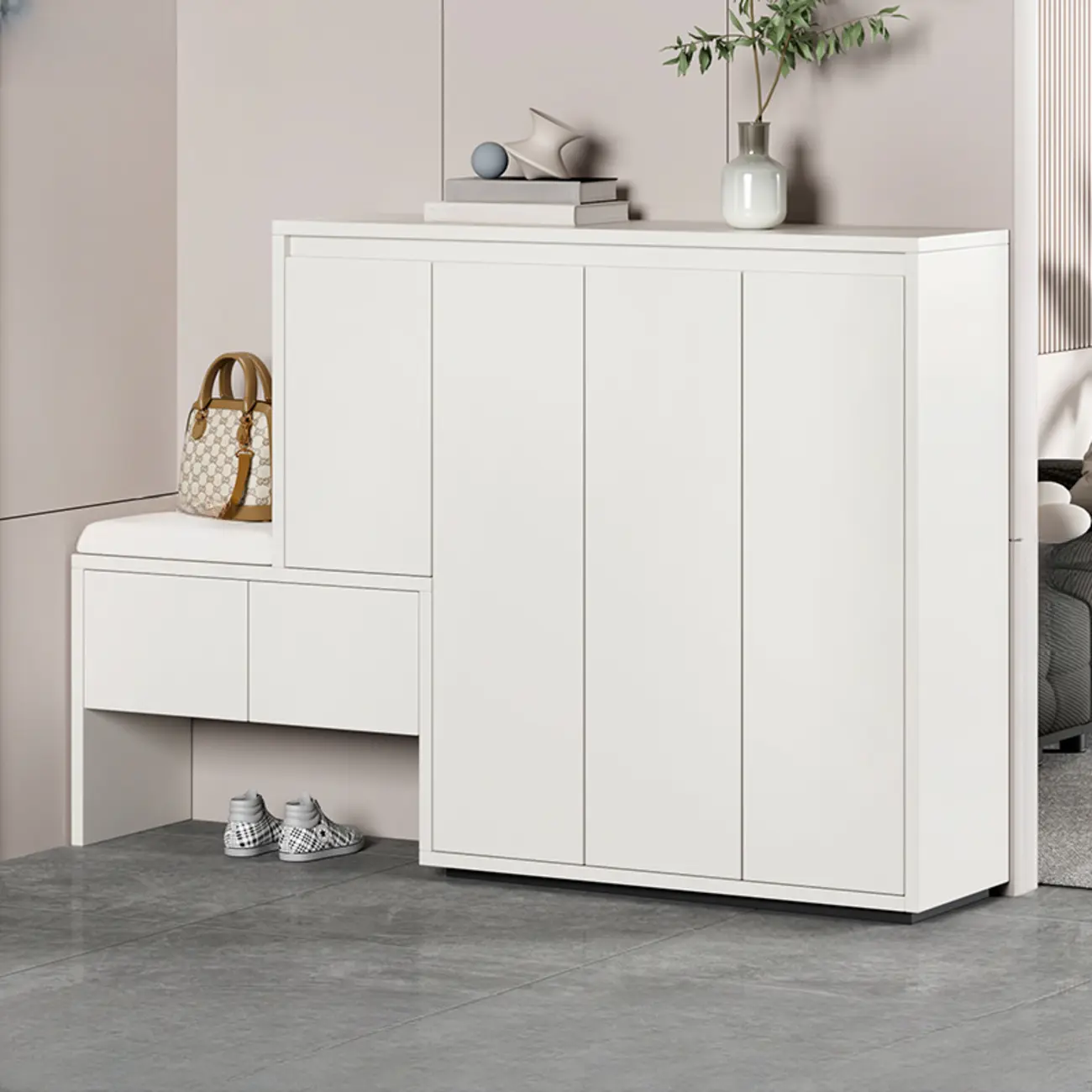 Modern Wood Shoe Rack with Drawers for Entryway | homeyfad