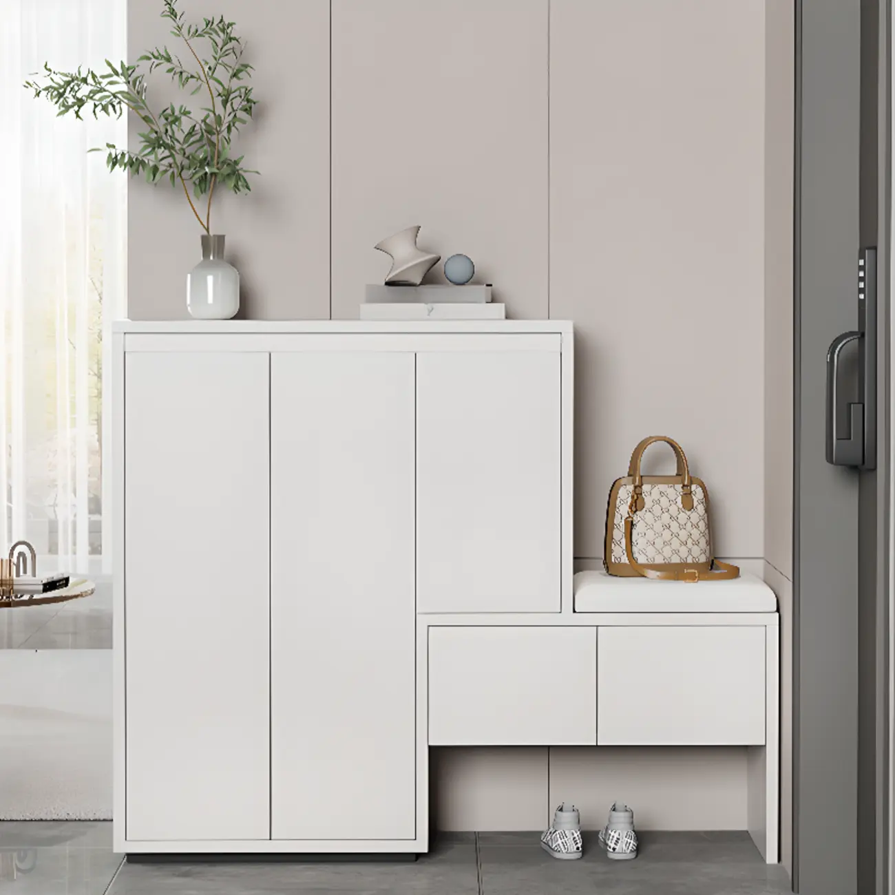 Modern Wood Shoe Rack with Drawers for Entryway | homeyfad