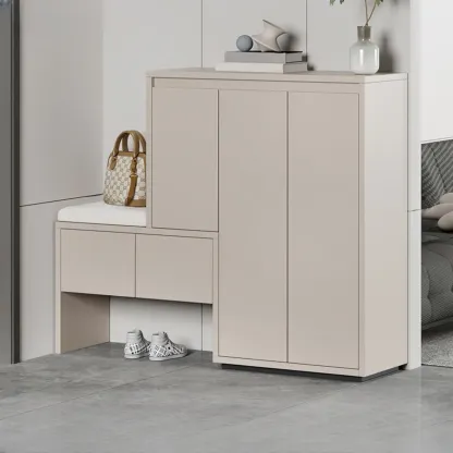 Modern Wood Shoe Rack with Drawers for Entryway