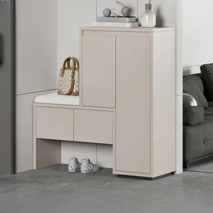 Modern Wood Shoe Rack with Drawers for Entryway