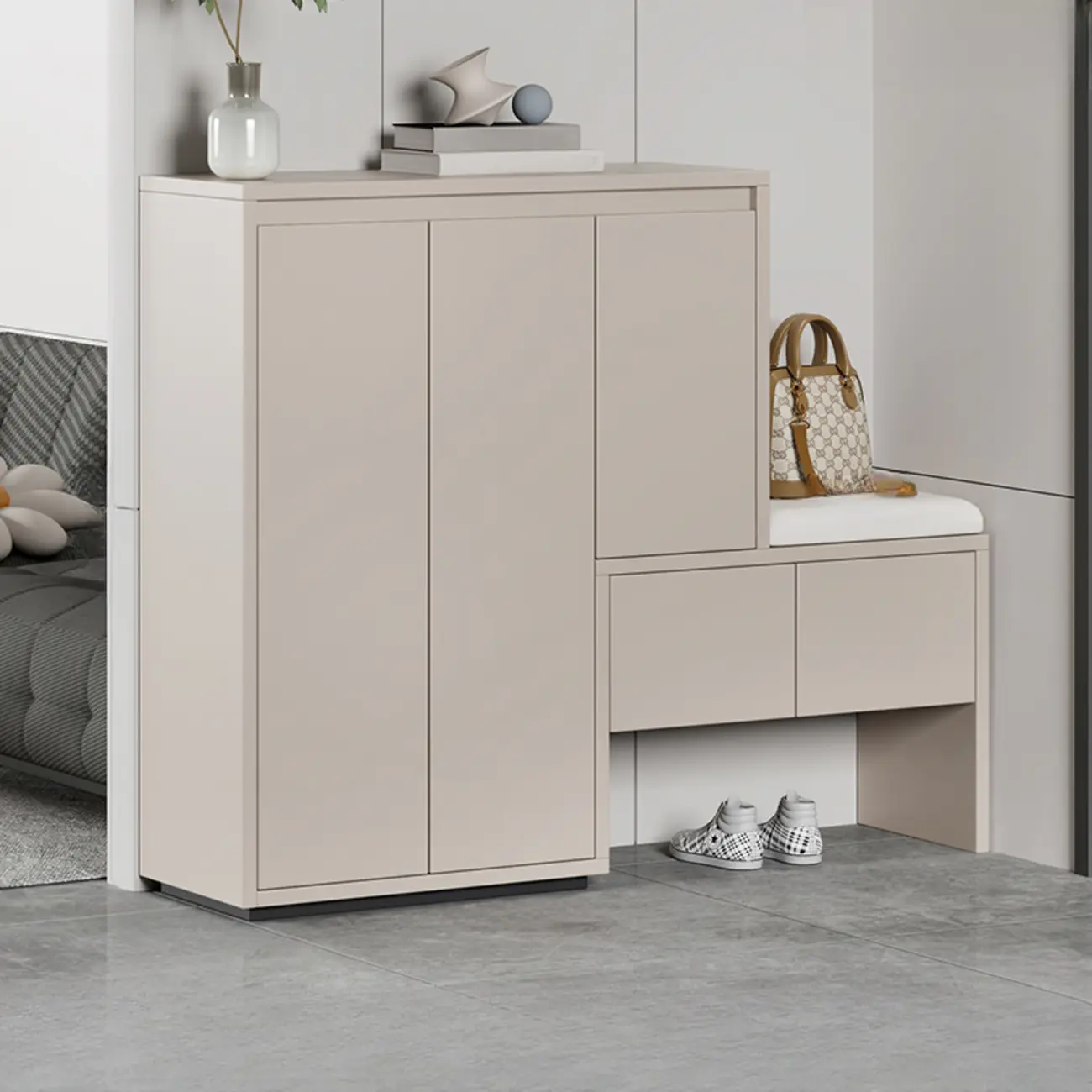 Modern Wood Shoe Rack with Drawers for Entryway | homeyfad