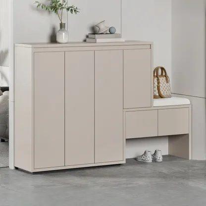 Modern Wood Shoe Rack with Drawers for Entryway