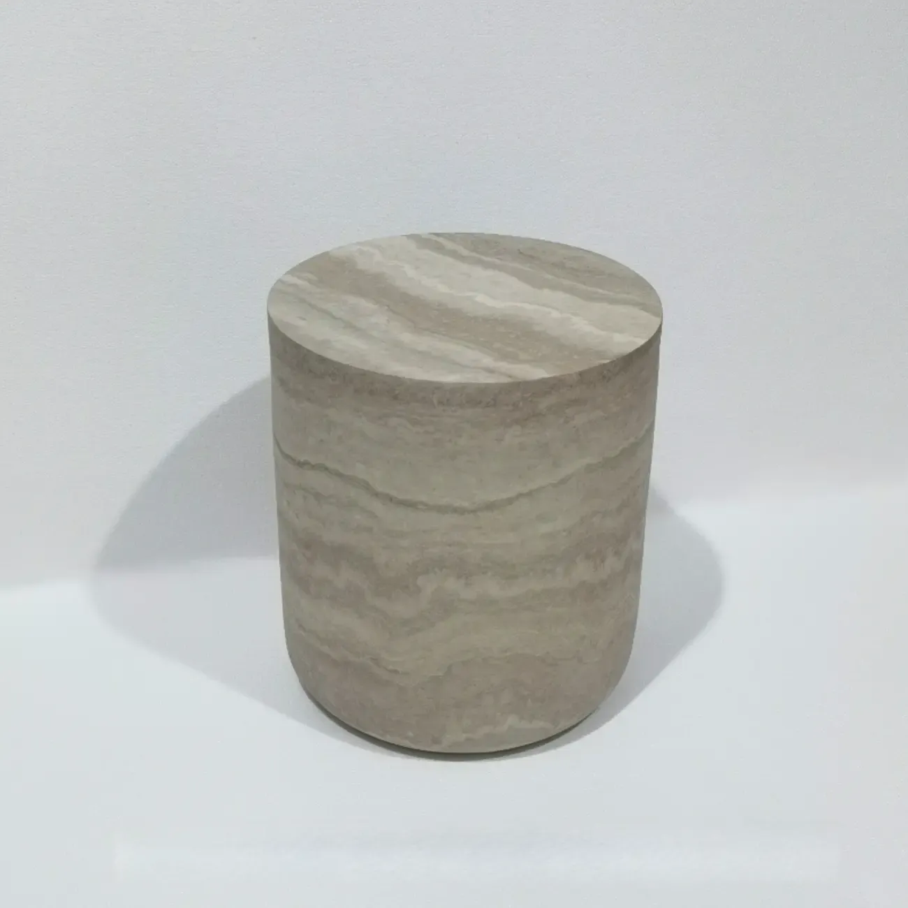 Modern Beige Travertine Marble Round Tray Coffee Table Image - 10