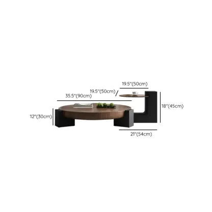 Modern Round Wooden Glass Top Coffee Table Image - 11