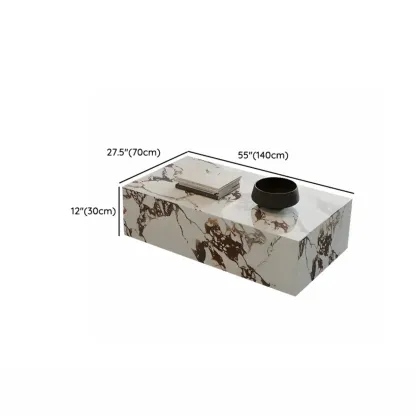 Modern Farmhouse Rectangular Shape/Square Sintered Stone Single/Bunching Block Board Game Coffee Table in Gray Image - 22