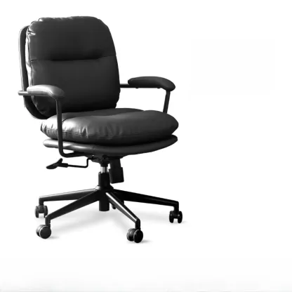 Elegant Beige Leather Swivel Ergonomic Office Chair Image - 7