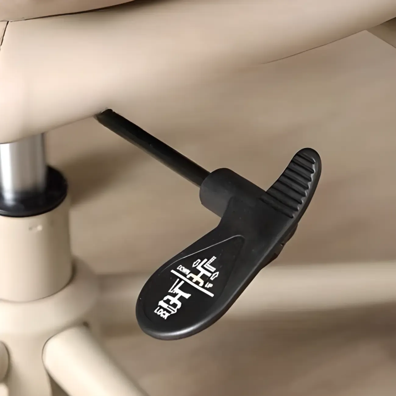 Elegant Beige Leather Swivel Ergonomic Office Chair Image - 11