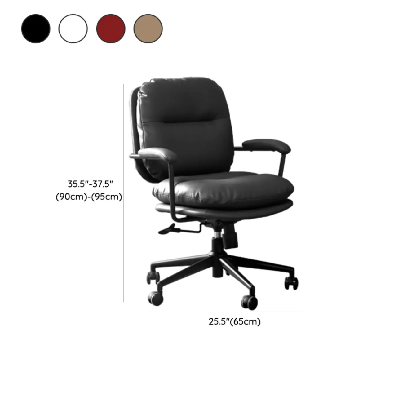 Elegant Beige Leather Swivel Ergonomic Office Chair #size | homeyfad