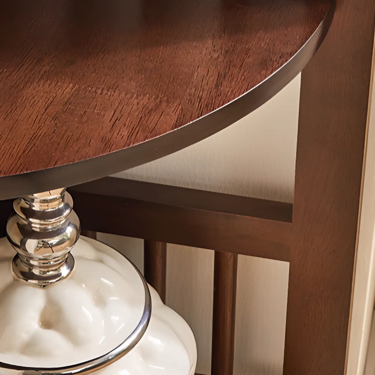 Narrow Wood Curved Shelf Corner Open Back Bookcase Image - 7 | homeyfad