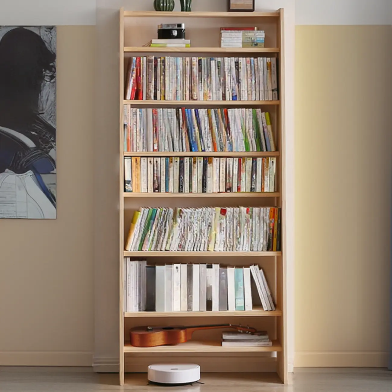 Scandinavian Natural Wood Multi-Shelf Open Bookcase Image - 3 | homeyfad