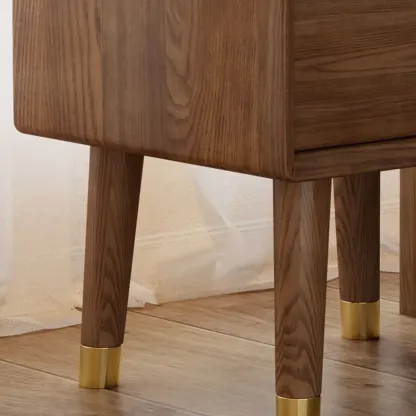 Traditional Natural Wood Nightstand with 2 Drawers Image - 7