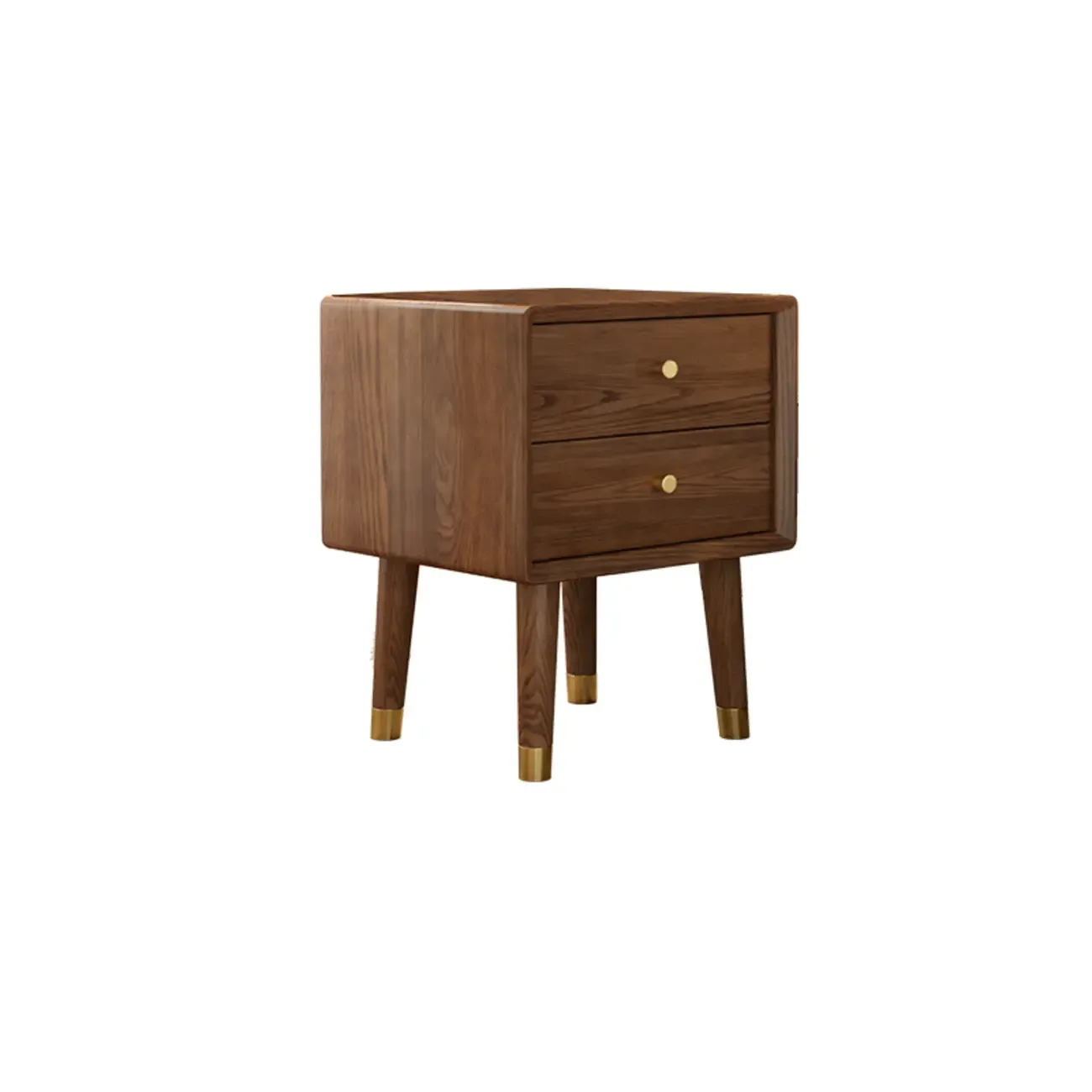Traditional Natural Wood Nightstand with 2 Drawers Image - 4