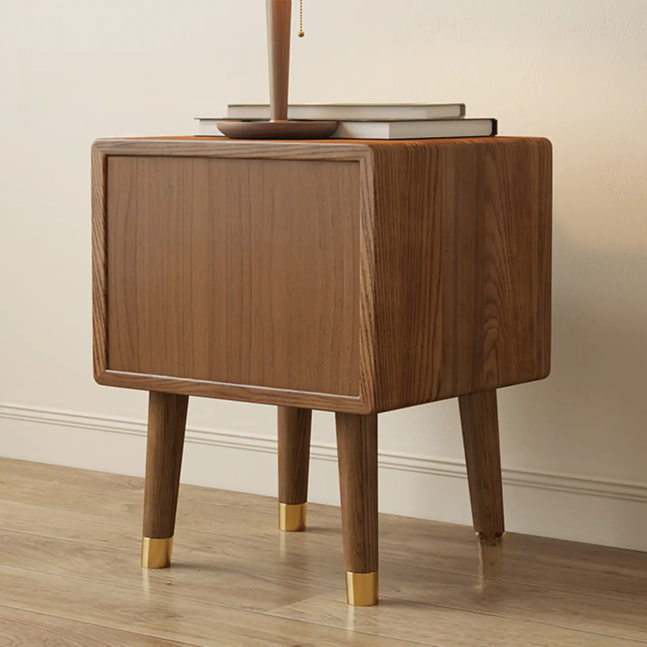 Traditional Natural Wood Nightstand with 2 Drawers Image - 10 | homeyfad