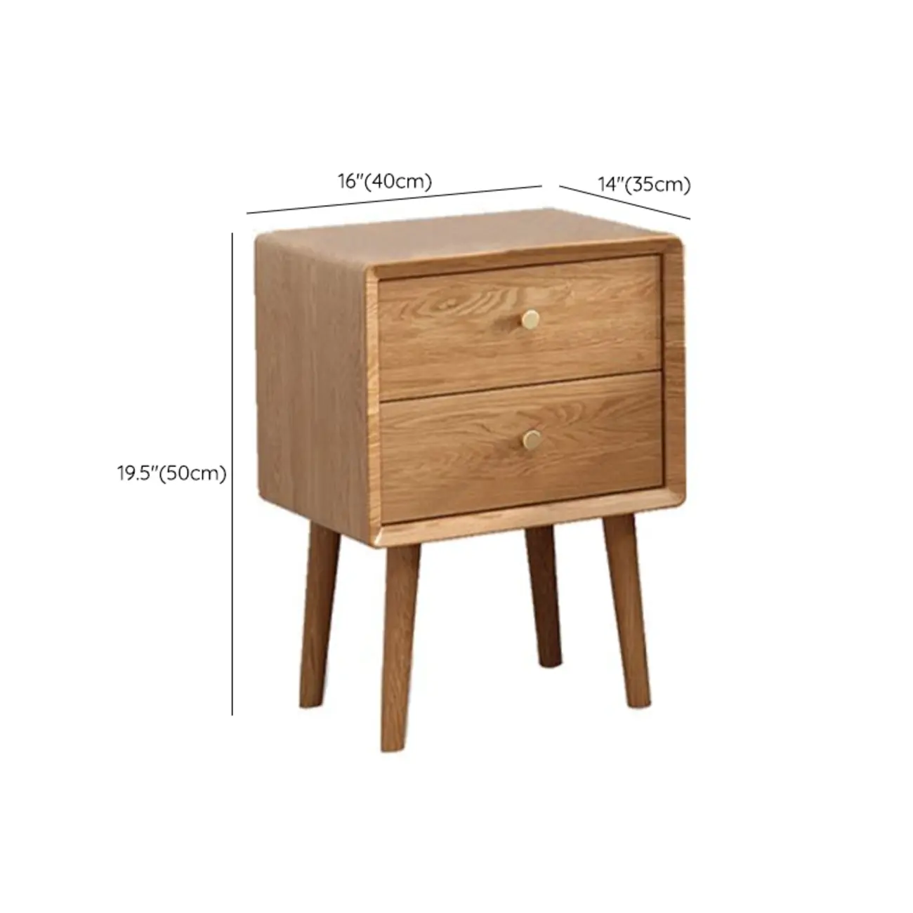 Traditional Natural Wood Nightstand with 2 Drawers #size | homeyfad