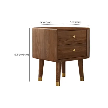 Traditional Natural Wood Nightstand with 2 Drawers Image - 16