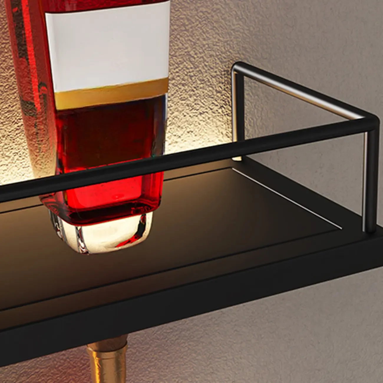 Wall-Mounted Lighting Metal Wine Rack with Hook Image - 7