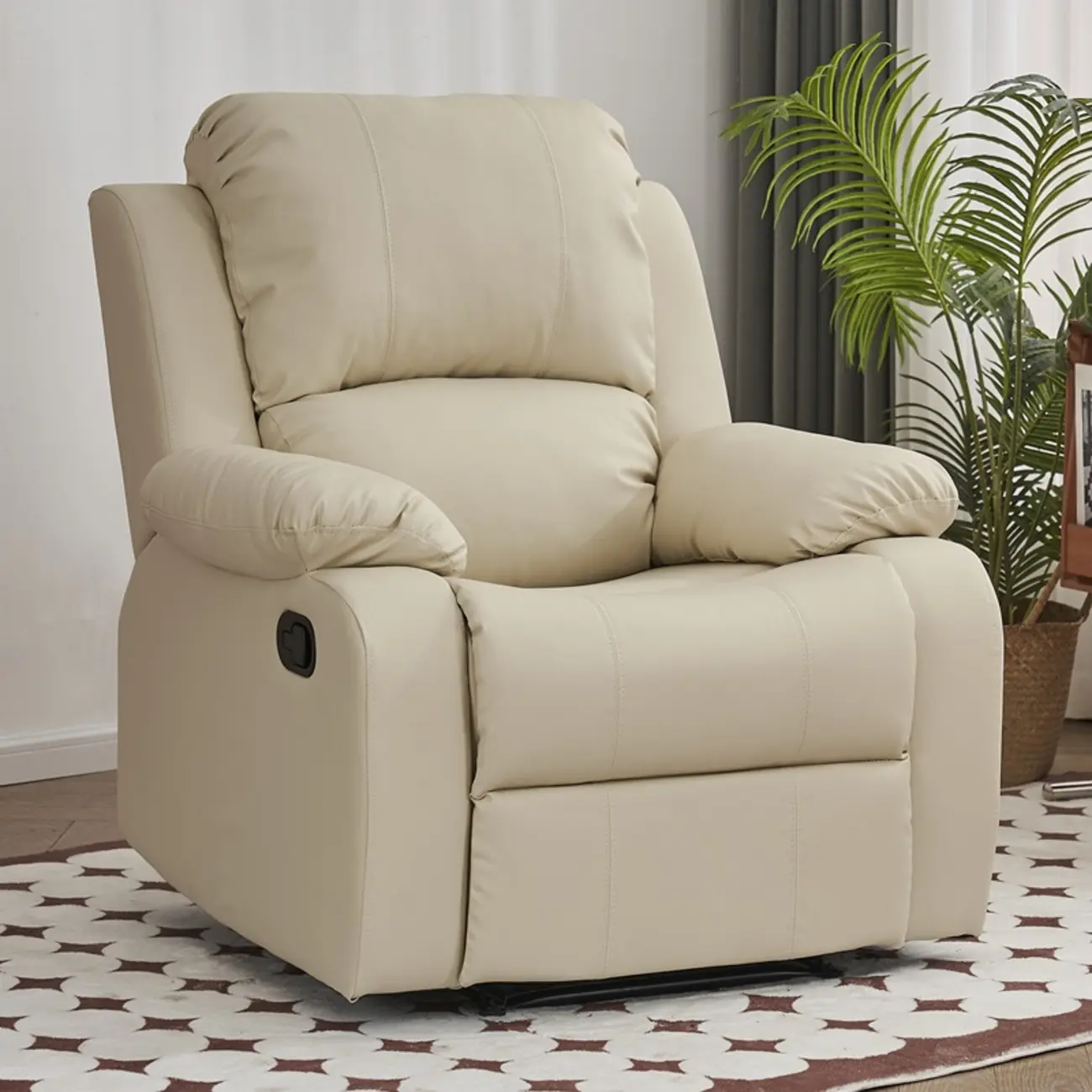 Luxurious Black Leather Manual Recliner with Lumbar Support Image - 6 | homeyfad