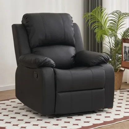 Luxurious Black Leather Manual Recliner with Lumbar Support Image - 7