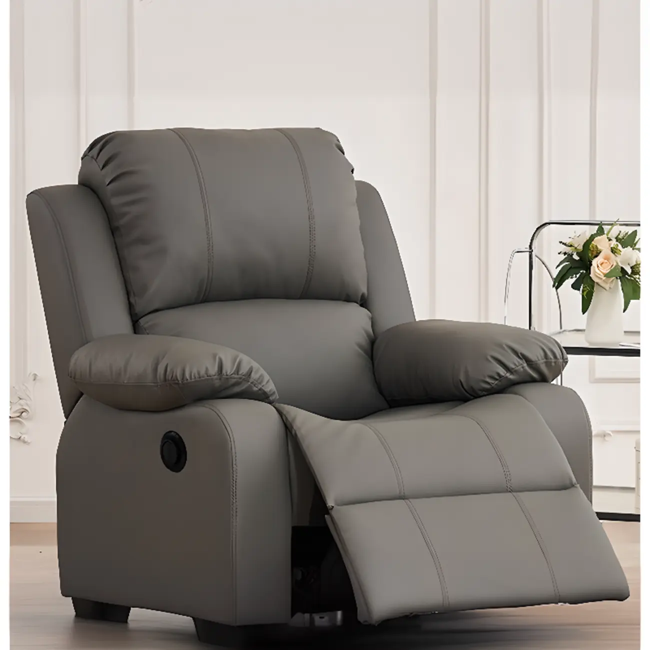 Luxurious Black Leather Manual Recliner with Lumbar Support Image - 8 | homeyfad