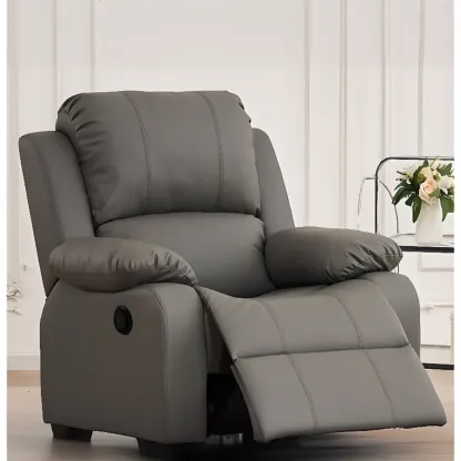 Luxurious Black Leather Manual Recliner with Lumbar Support Image - 8